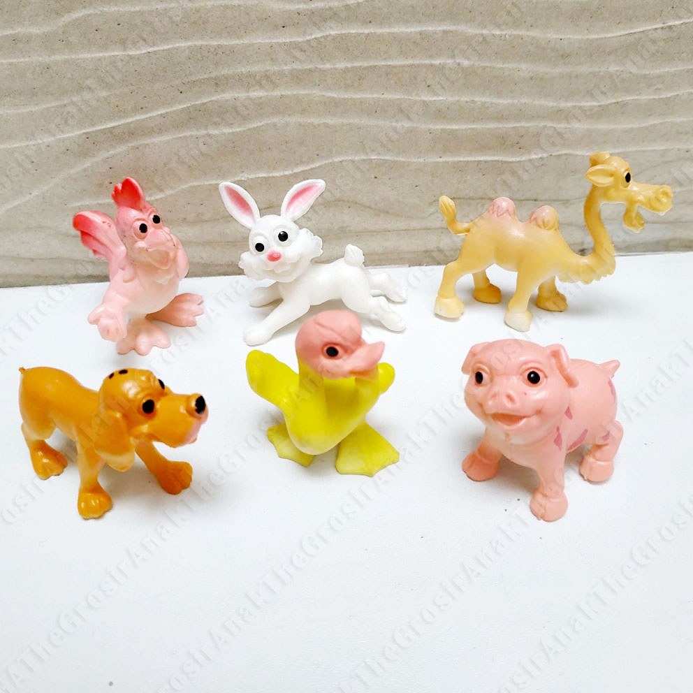 Animal Natural World 532A ISI 6 Mainan Miniatur Hewan Ternak Farm Animals Domba Ayam Sapi