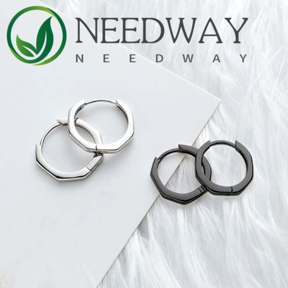 Anting Hoop Bentuk Segi Delapan Geometris Bahan Tembaga Polished Warna-Warni Gaya Korea Untuk Wanita