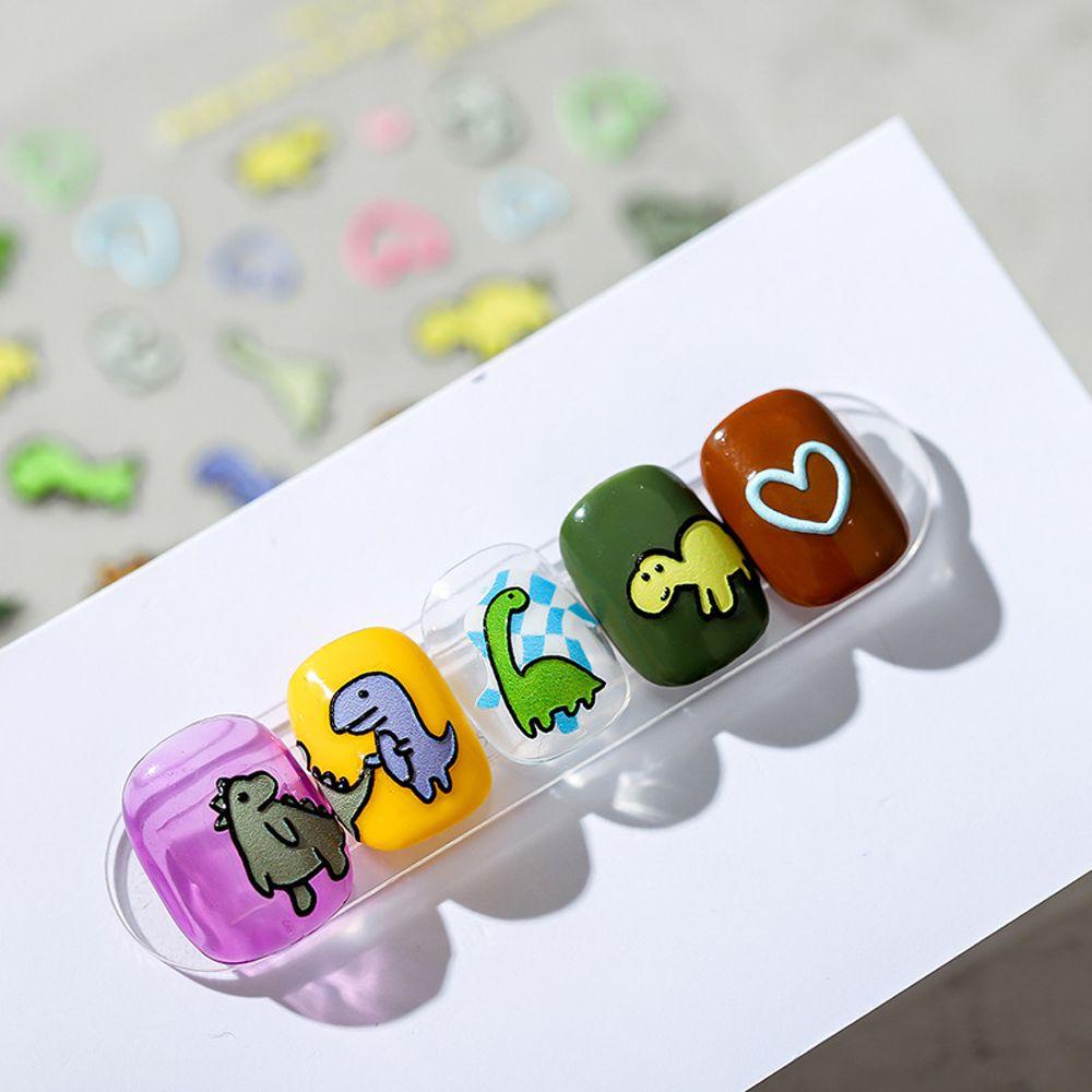 Mxbeauty Stiker Kuku Kartun Lucu Fashion Smiley Dinosaurus Garfield Cat Mario DIY Dekorasi Nail Art