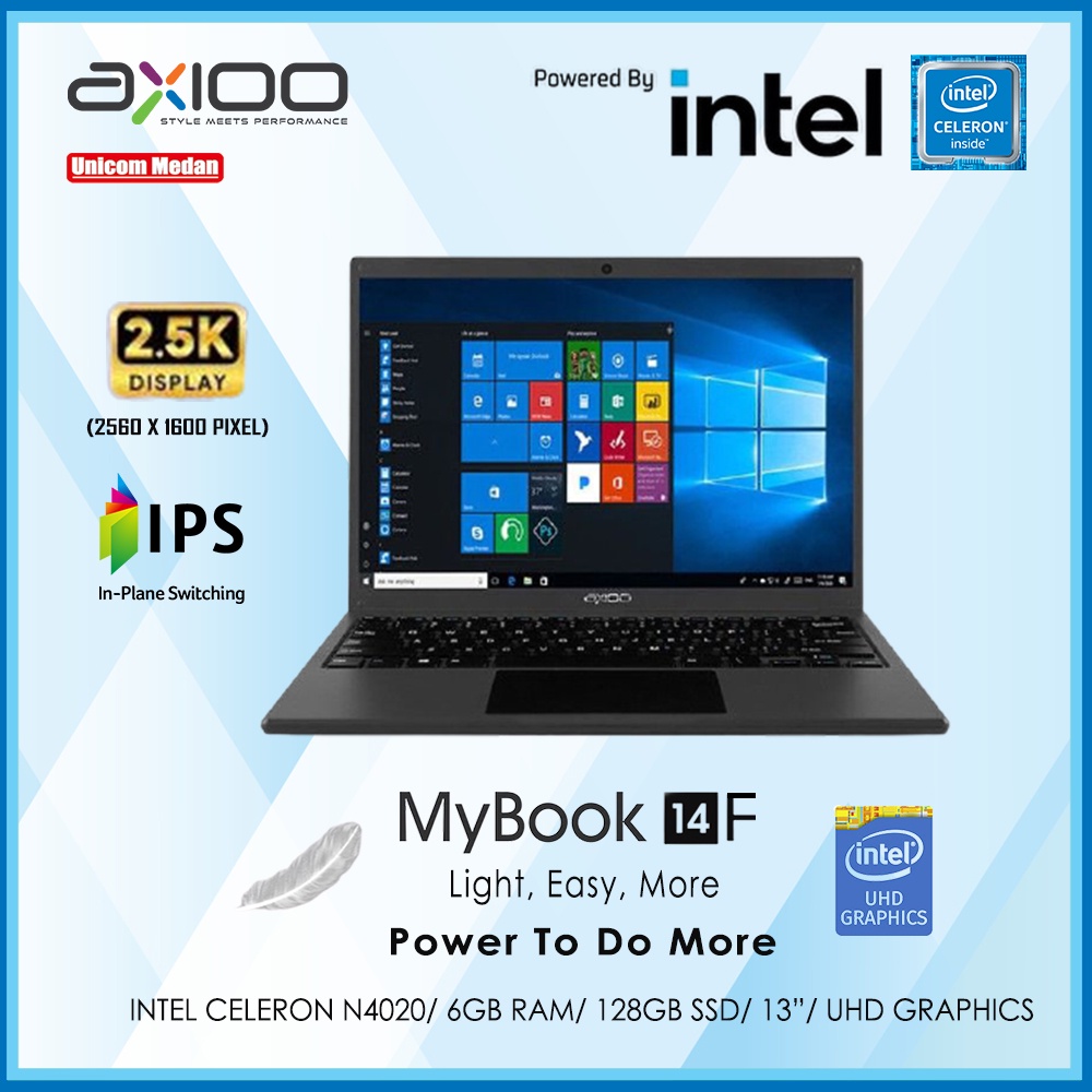 Axioo MyBook 14F IPS 2.5K DISLPAY/ INTEL N4020/ RAM 6GB/ 128GB SSD/ W10