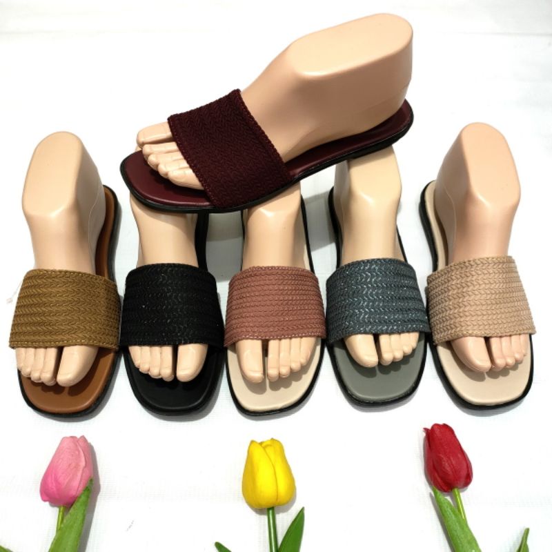 sandal wanita murah Felonie WB Selop Rajut halus Import terbaru turki