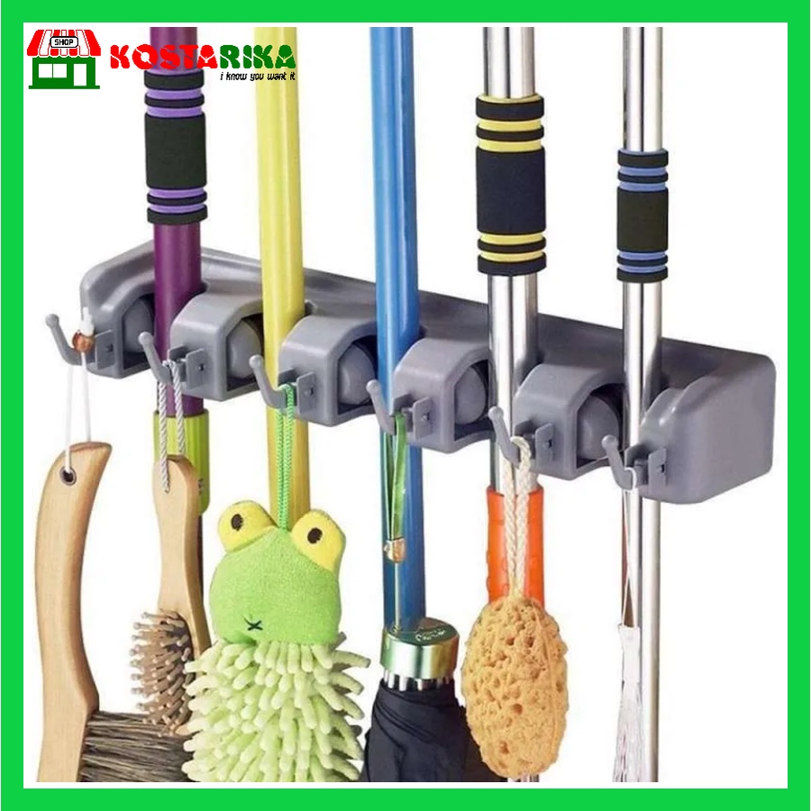 Gantungan Sapu Gantung Kain Pel 3 slot  Magic Holder Broom Mop Hanger