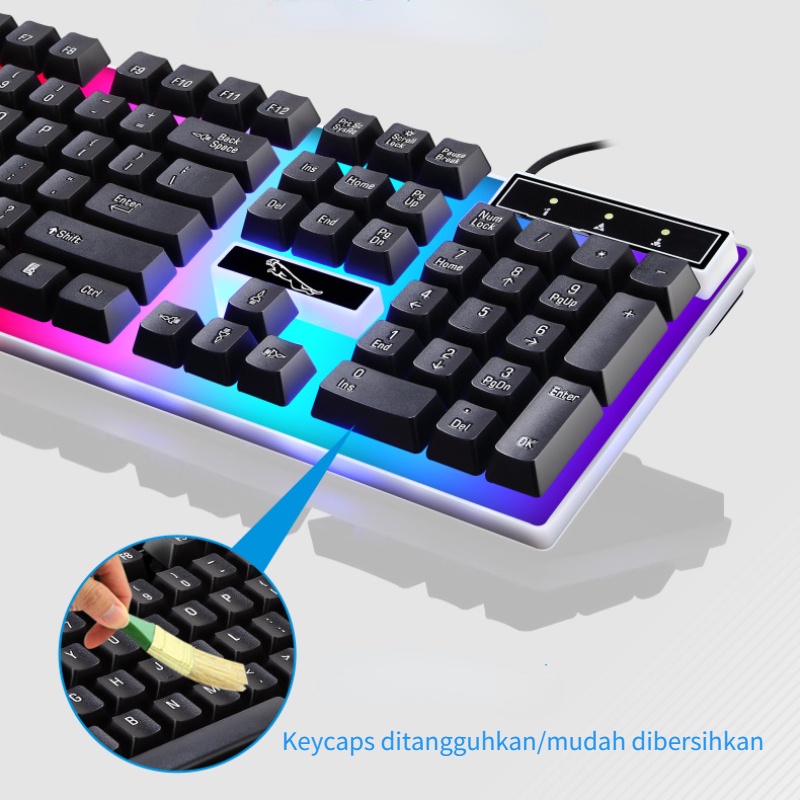 Keyboard Dan Mouse Gaming PC Full Set LED RGB Waterproof Acetech G21B Untuk PC Komputer Laptop