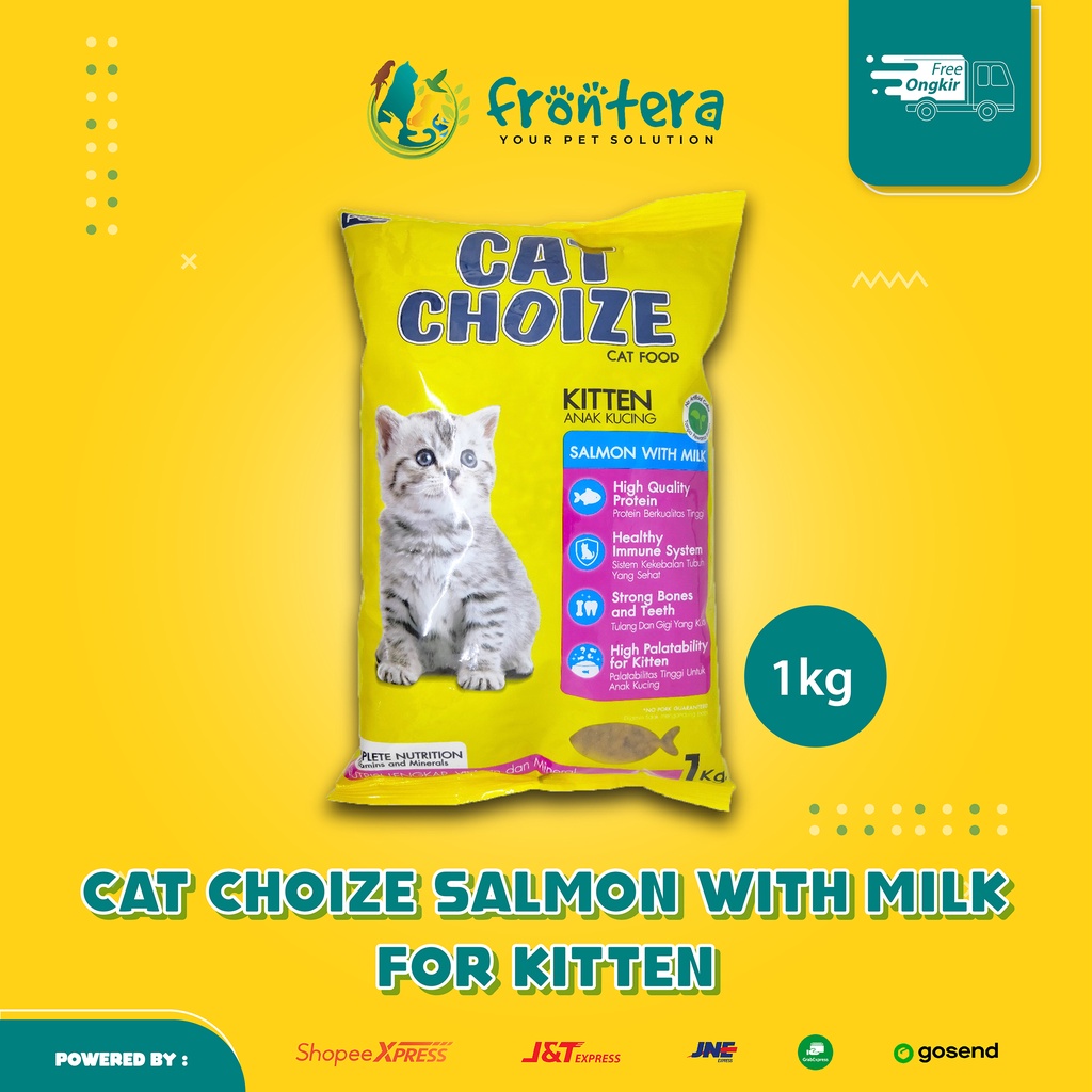 cat choize kitten salmon with milk 1kg  kuning  fresh pack   cat food   makanan kucing anak kucing
