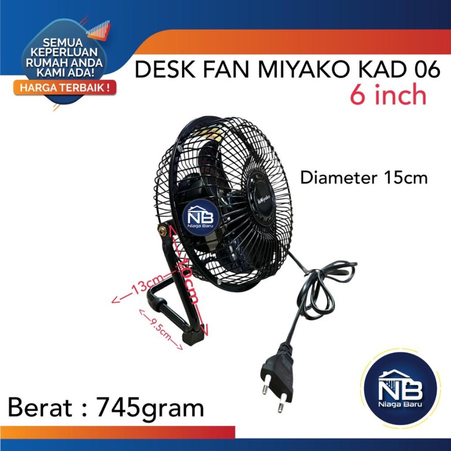 Kipas Angin Miyako 6 inch 15cm Desk Fan Miyako Kad06 Kad-06 Kad 06