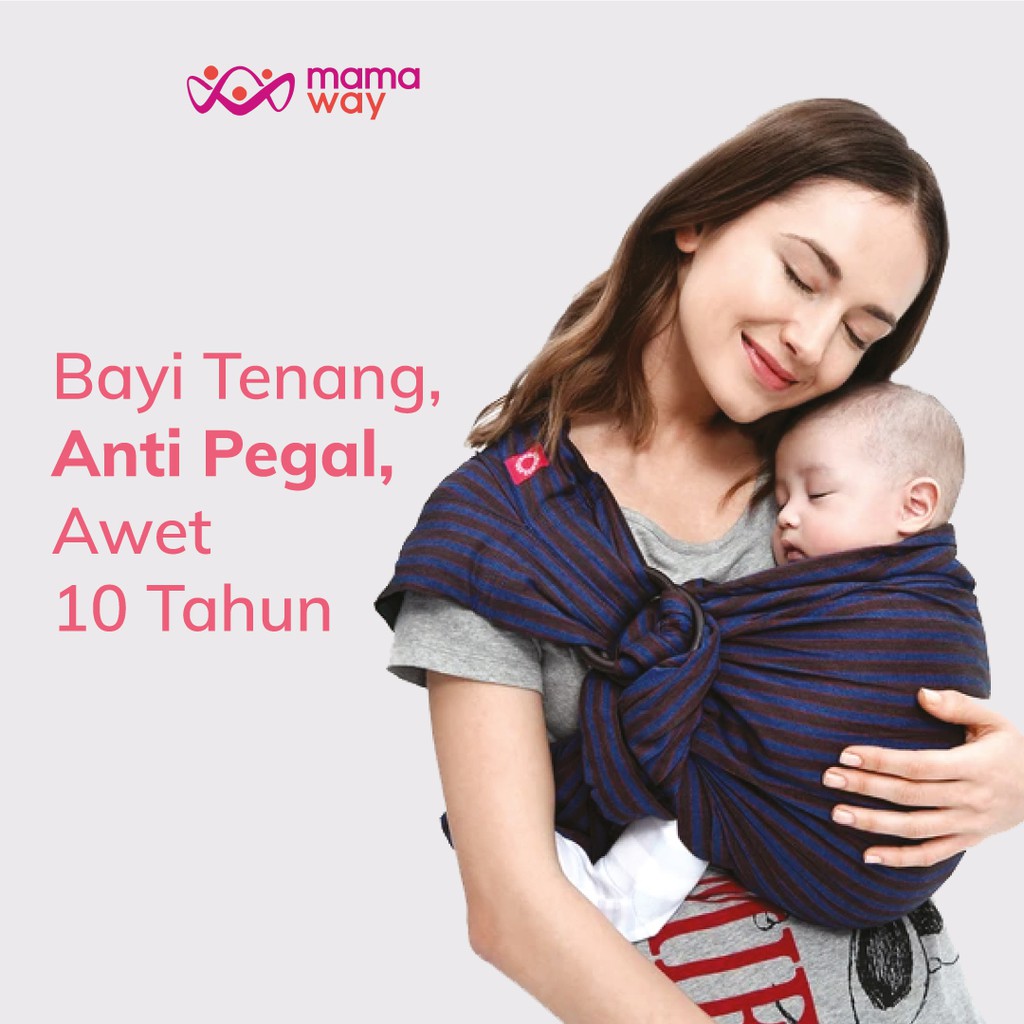 

Mamaway / SERTIFIKASI AMAN Anti Pegal / Tahan 75 KG, Bayi Tenang / Baby Sling Blueberry Brownie