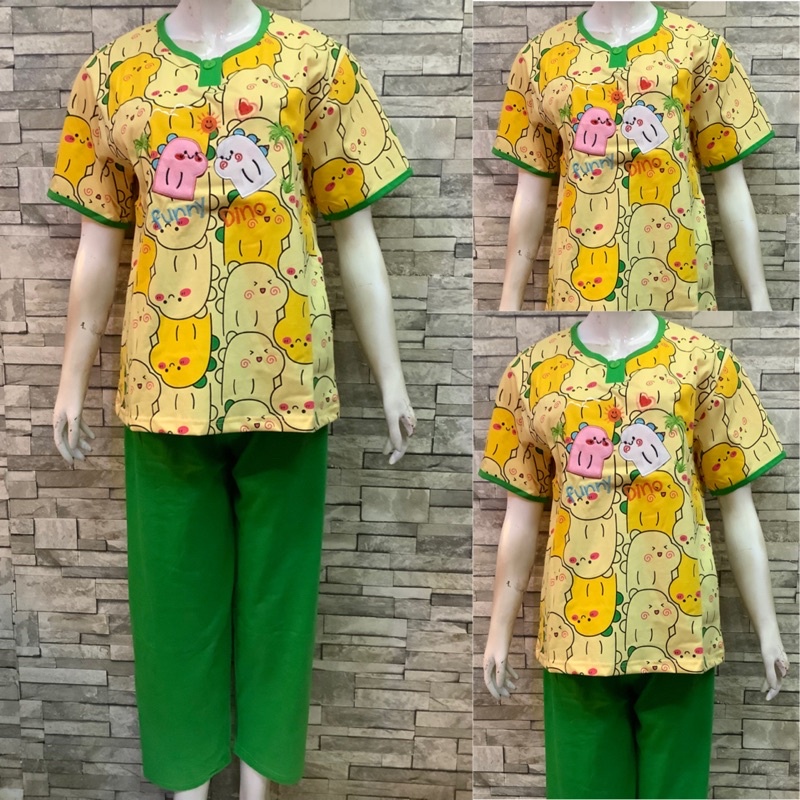 CP DAILILAN STANDAR| BAJU TIDUR | COD | PIYAMA-Dino Motif Hijau