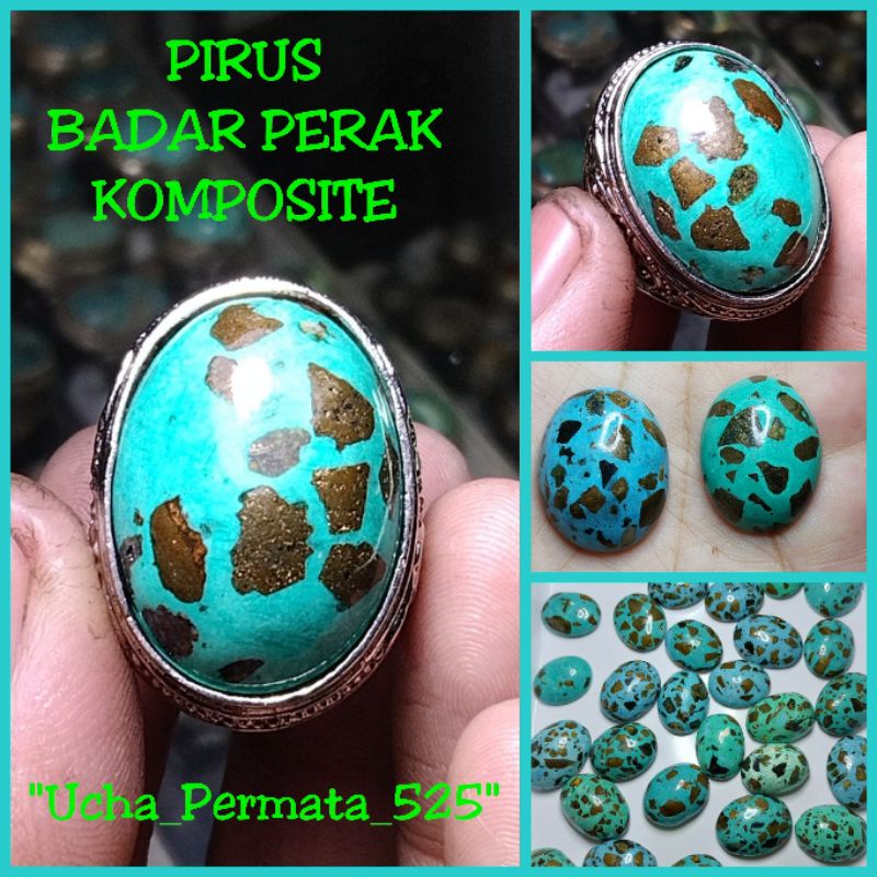 cincin batu akik pirus badar perak pirus komposite tidak asli