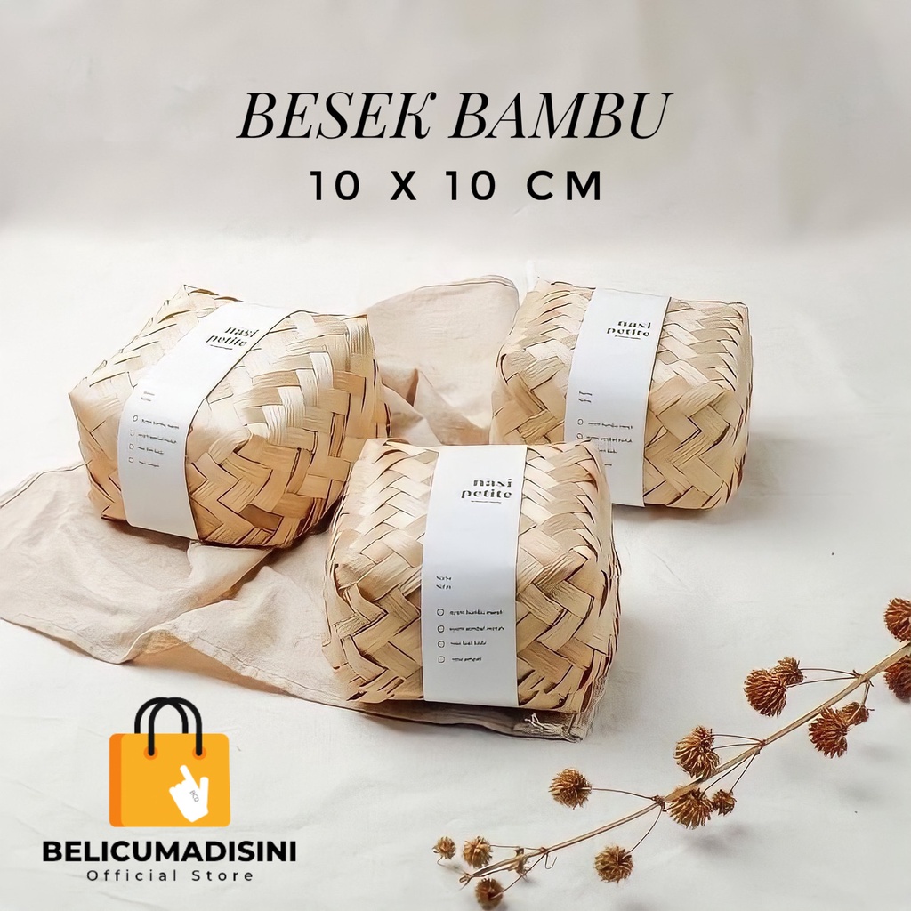 BESEK BAMBU 10x10 CM / BESEK NASI KURBAN MAKANAN SET PACKAGING HAMPERS / ANYAMAN BAMBU KERAJINAN TAN