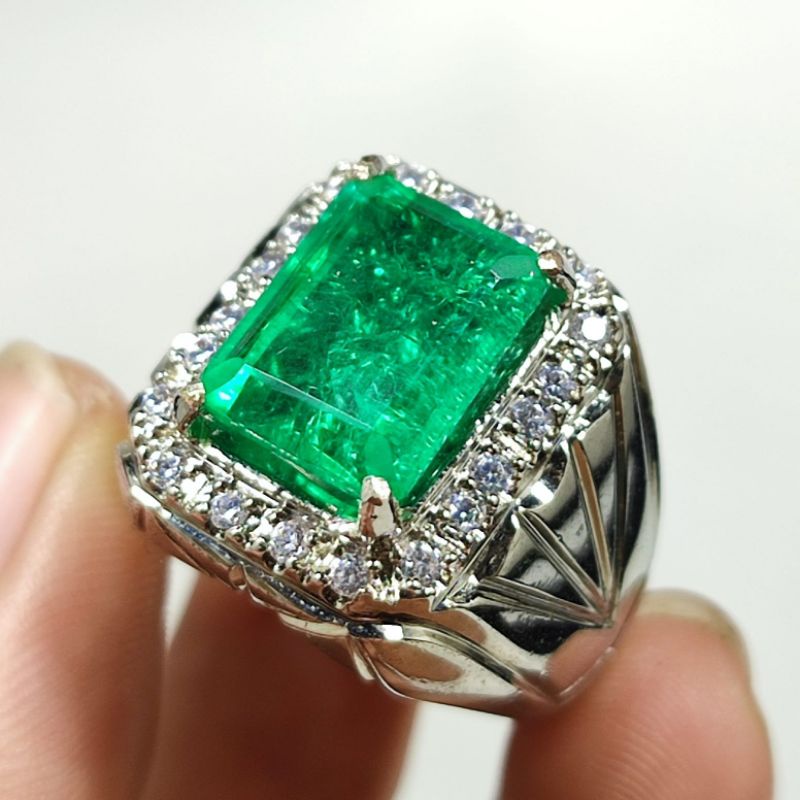 CINCIN BATU ZAMRUD COLOMBIA DENGAN RING PERAK 926 SILVER BANGKOK