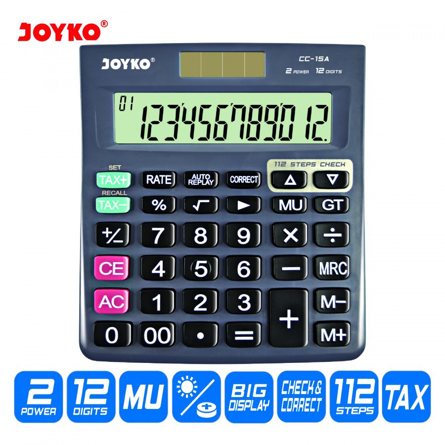 

Kalkulator Joyko CC-15 A Calculator 12 digits Dual Power Check Correct Function - SHSNP