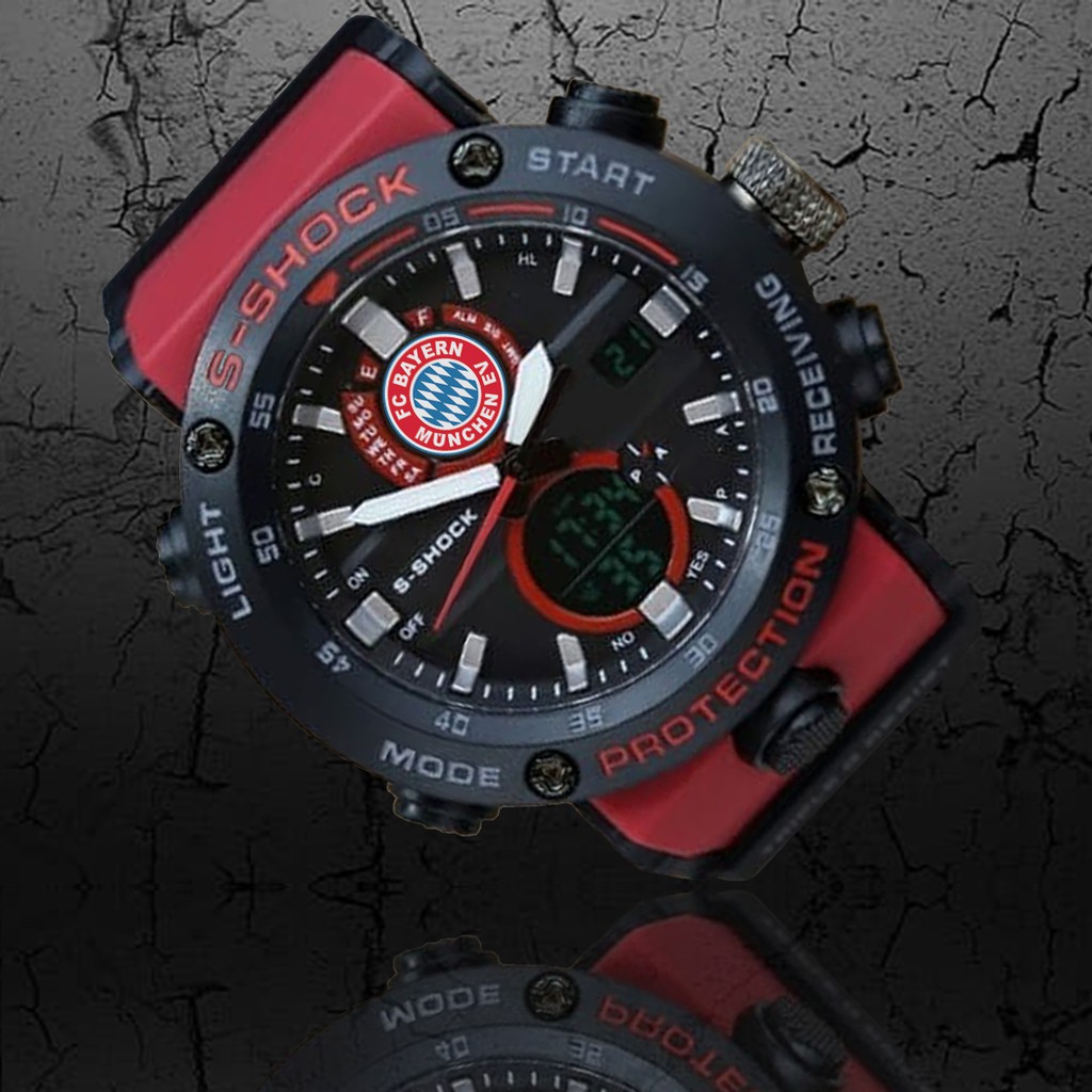 (EXCLUSIVE) Jam Tangan FC BAYERN MUNCHEN Double Time - Tali Merah