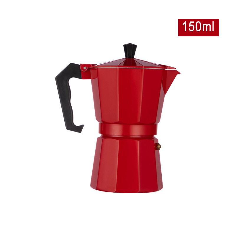 BAYAR DI TEMPAT Teko Stovetop Filter 150ml 3 Cups Espresso Coffee Maker Moka Pot - Merah