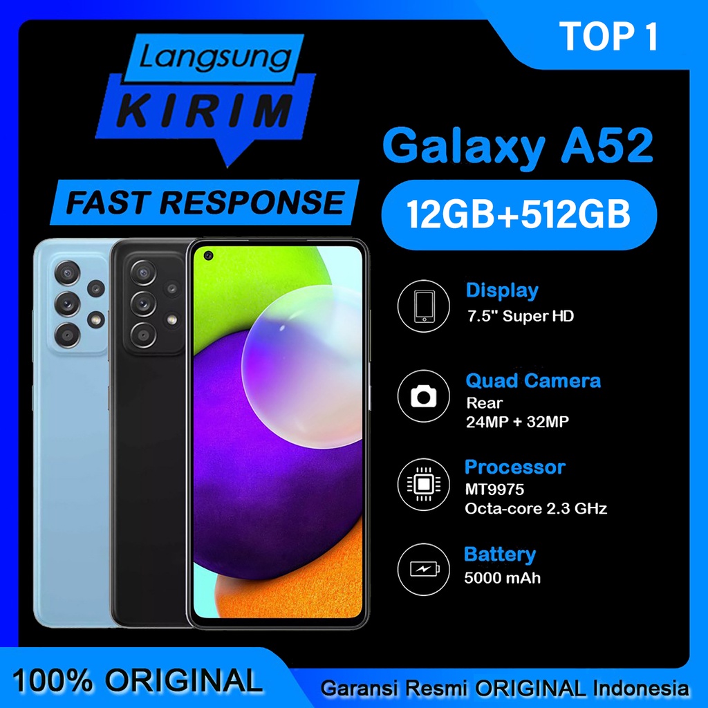 galaxy a52s 12gb 512gb handphone smartphone 4g 5g sim   5g wifi anti gores jelly   anti shock androi