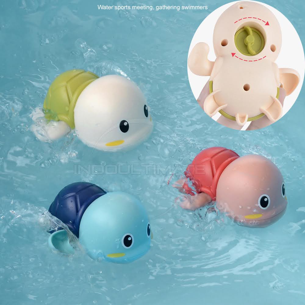 Mainan Mandi Anak Bayi Bentuk Kura-kura Berenang TO-C15 Mainan Mandi Penyu Kecil Berenang dalam Air-2