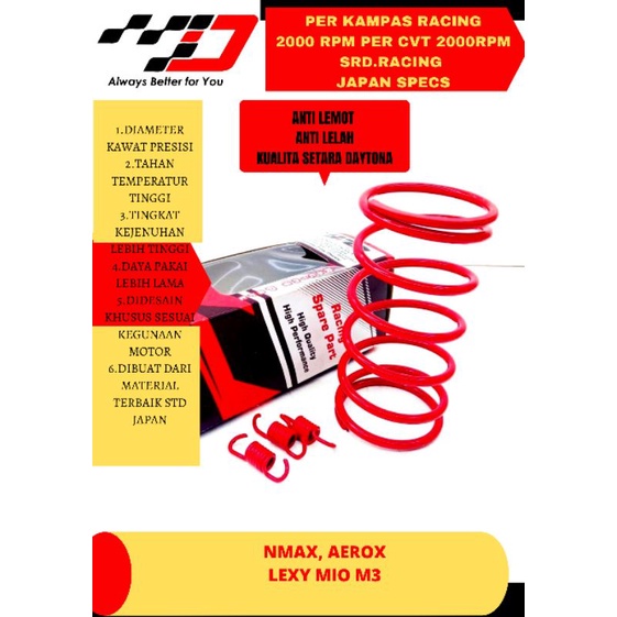 Bisa COD PER CVT 2000 RPM SRD RACING DAN PER KAMPAS 2000 RPM N MAX MIO M3 MIO SOUL GT 125 SRD