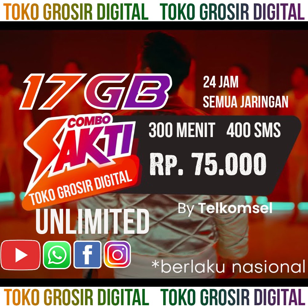 Kartu SAKTI COMBO Telkomsel 17GB Unlimited | Shopee Indonesia