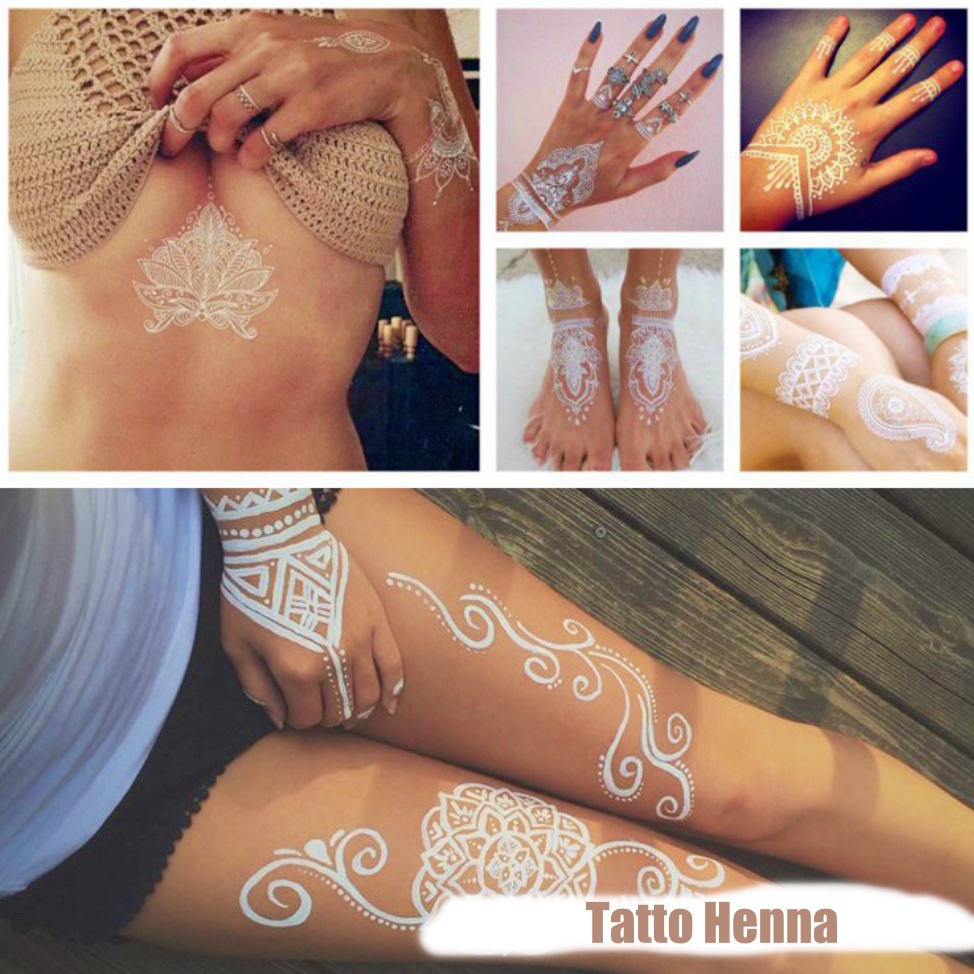 Tato TATTOO Henna Sticker Hena / Tato pengantin / Tatto tangan kaki Sticker Hena Badan / Henna tempel / Tattoo putih Henna KU029