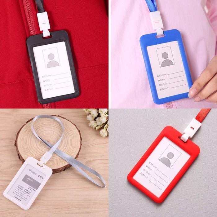 

ORGANIZER-DOCUMENT- ID CARD HOLDER LANYARD NAME TAG ID CARD 2 SISI TEMPAT KARTU ID CARD - PUTIH