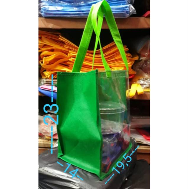 

Goodybag mika, plastik, transparant kotak kue kering,nonwoven, spunbond