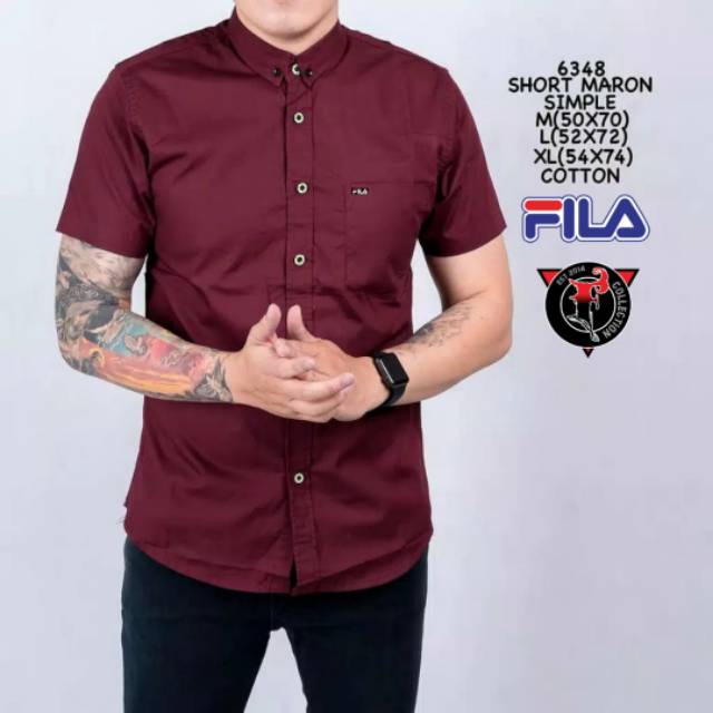 Kemeja Pendek Pria, Kemeja Fila Bahan Bagus - Harga Terjangkau