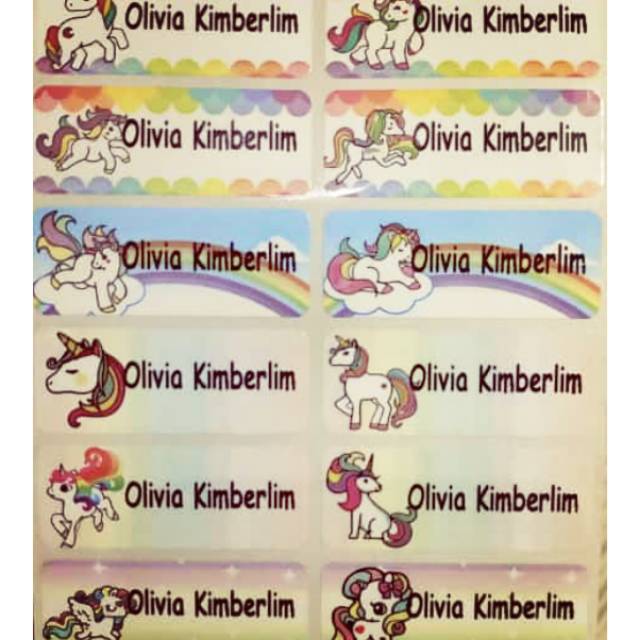 

Stiker Label Nama Waterproof Unicorn