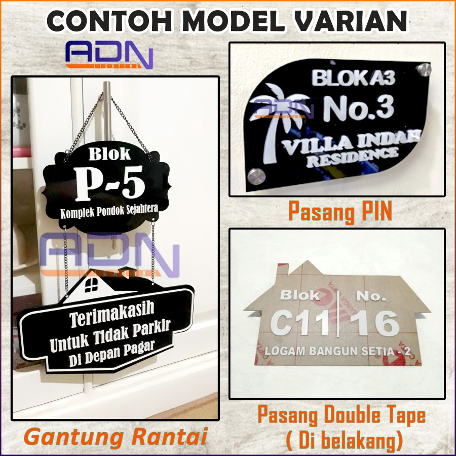 Papan Acrylic Akrilik ALAMAT nomor rumah TIMBUL 3D TERMURAH