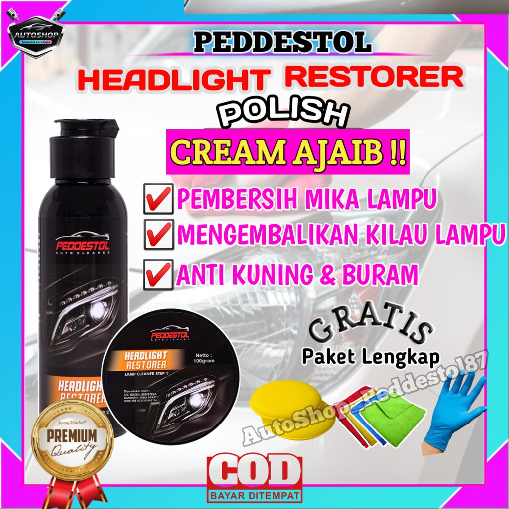 Jual Pembersih Pengkilap Lampu Mobil Headlamp Kaca Mika Headlight Restorer Cleaner Poles