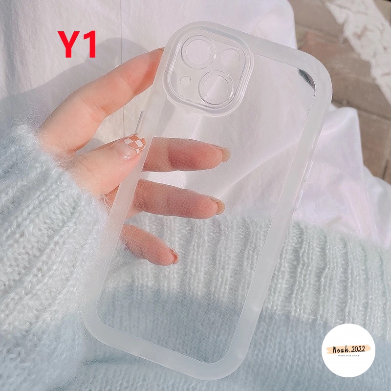 Case Pelindung Lensa Transparan Warna Macaron Fluorescent Untuk IPhone XR Xs Max X 11 12 Pro Max