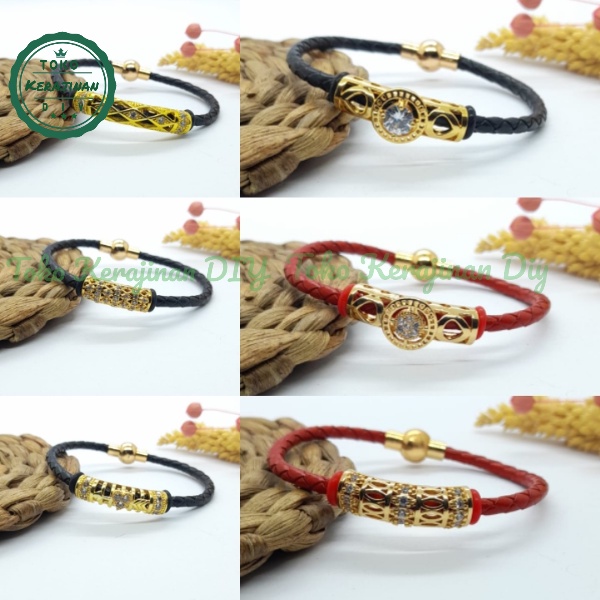 Gelang Tali Kulit Wanita Charm Liontin Xuping Lapis Emas