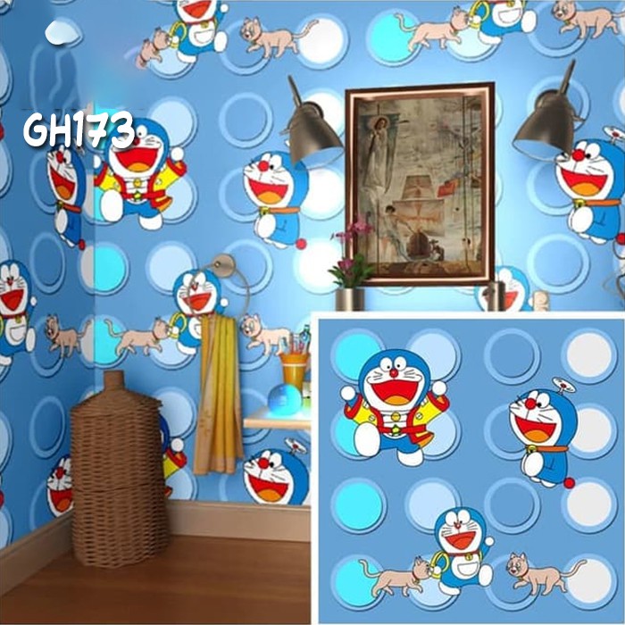 wallpaper murah Wallpaper Stiker wallpaper Dinding 3D  wallpaper motif karakter doraemon ukuran 45cm X 9meter