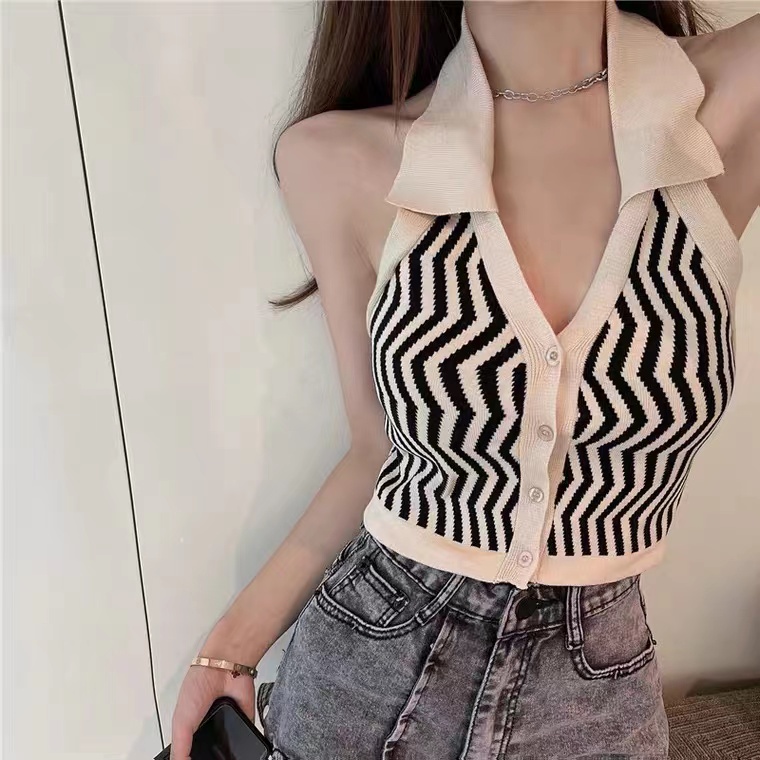 [Premium] Halter Knit Top Atasan Kerah Rajut 7234