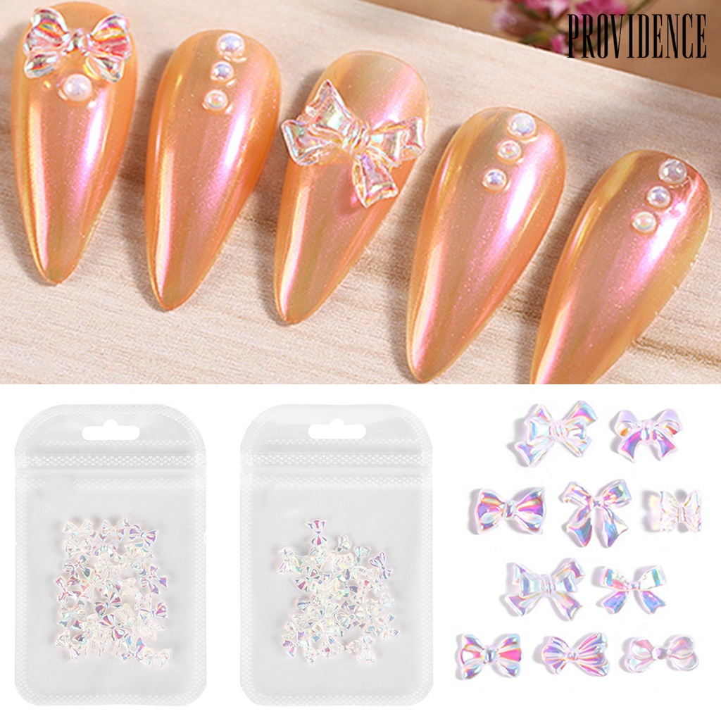 Providence 30Pcs/Pack Nail Art Bowknot Stylish Decorative Resin Bow Rhinestone Manicure Decoration for Women
