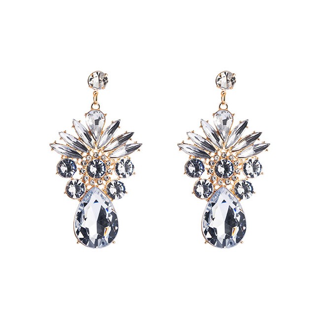 LRC Anting Tusuk Fashion Glass Diamond Alloy Drop Earrings D94368