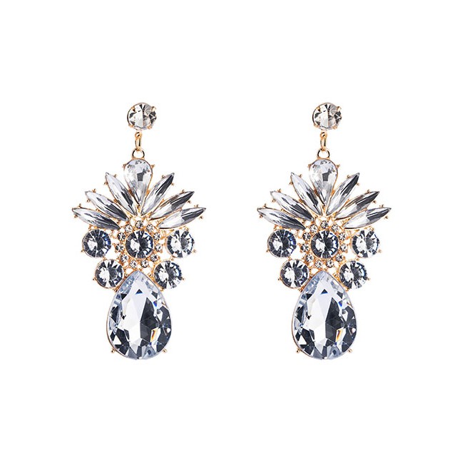 LRC Anting Tusuk Fashion Glass Diamond Alloy Drop Earrings D94368