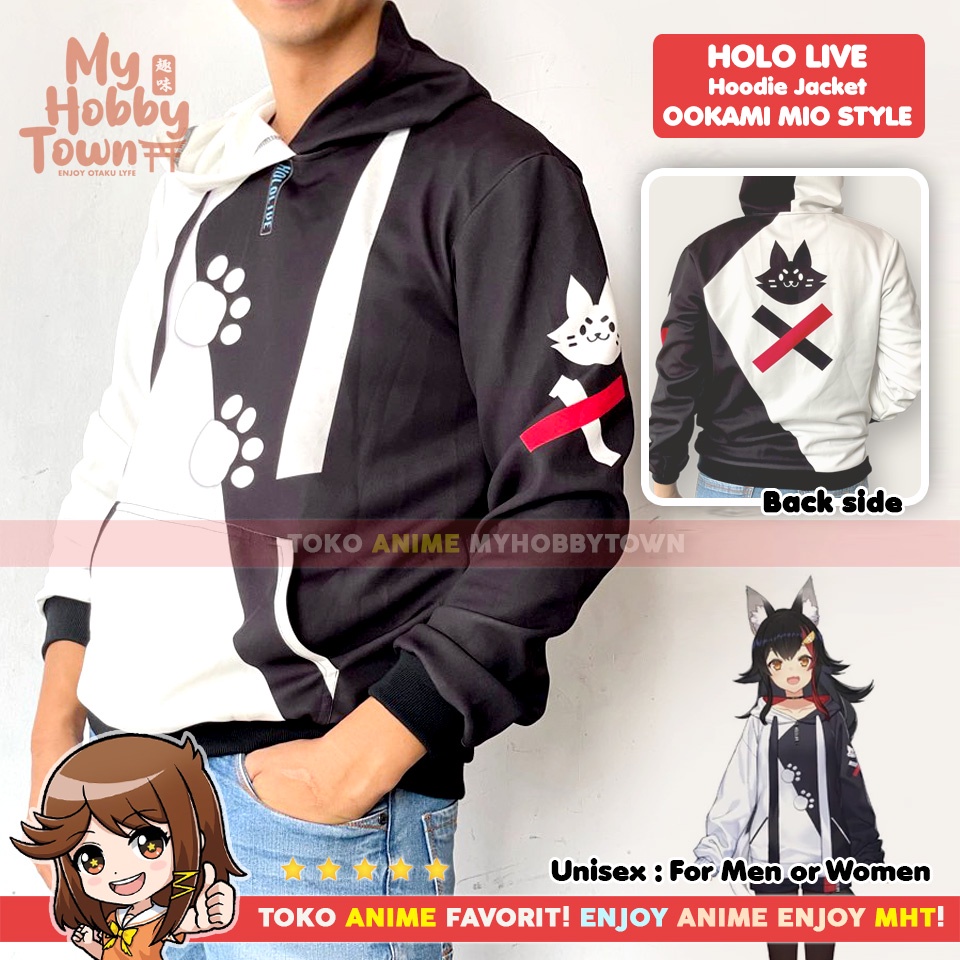 Jaket Hoodie Sweater Anime Holo Live Ookami Mio Impression Cosplay