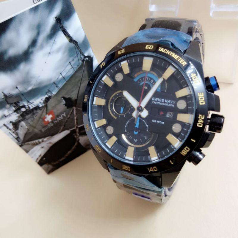 JAM TANGAN PRIA SWISS NAVY 8303 STAINLESS STEEL ORIGINAL