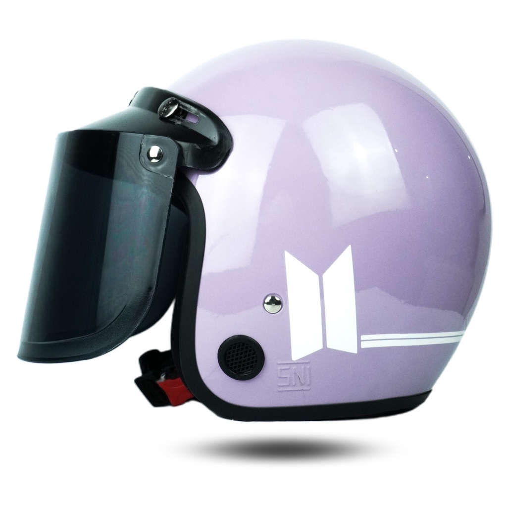 Helm Bogo Dewasa Wanita Pria Cewek Cowok Motor Sni Helem Retro Cod Purple Lilac