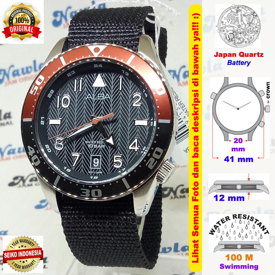 Alba Quartz AS9K47X1 Analog Black Nylon - Jam Tangan Pria AS9K47