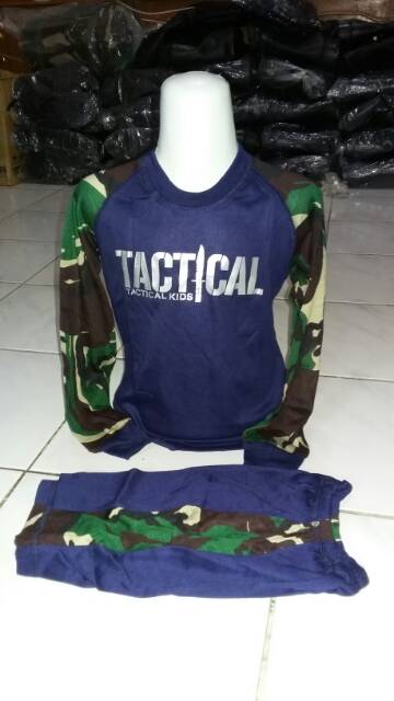 kaos stelan anak loreng kombinasi biru dongker - kaos army anak - kaos tactical/blackhawk anak