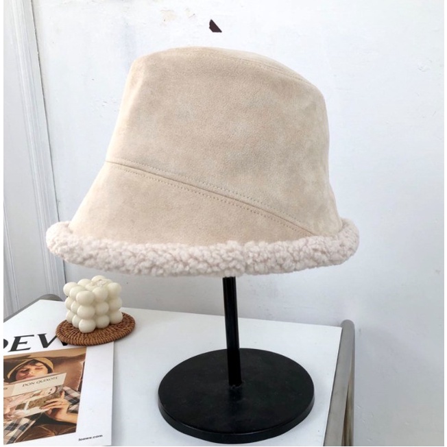 IMPORT WOMAN TEEN SUEDE WOOL WINTER BUCKET HAT KOREAN STYLE TOPI WOL WANITA MUSIM DINGIN MUSIM GUGUR