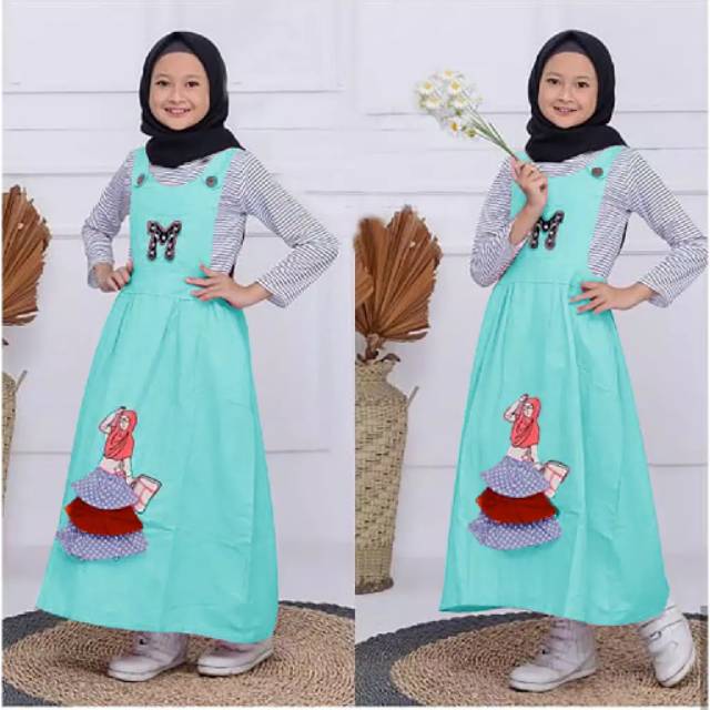 Barbie set kids fashion muslim setelan anak