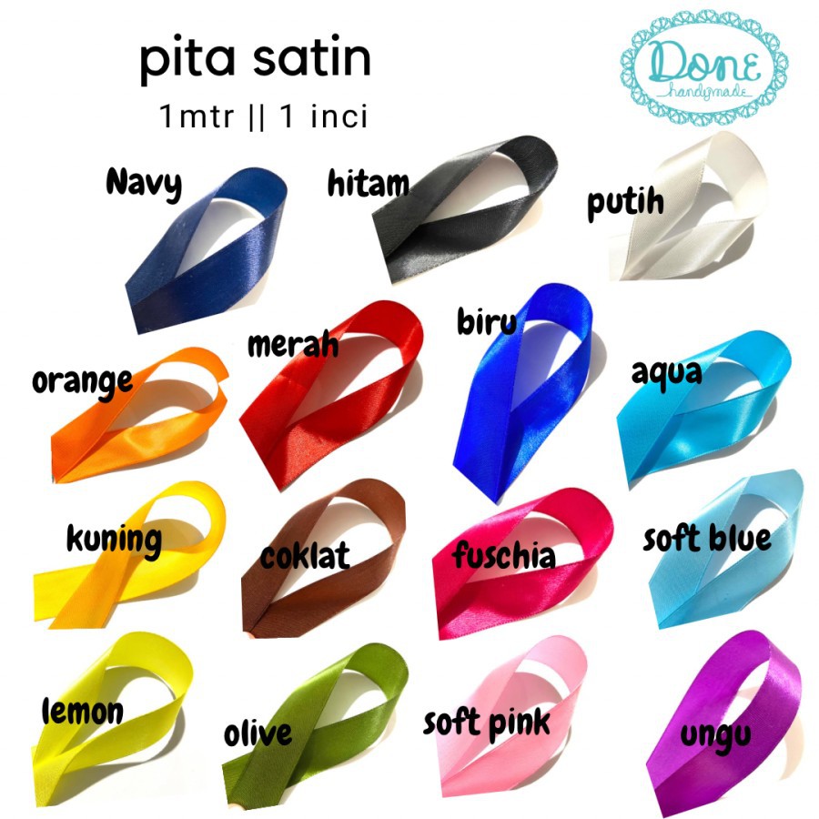 Pita satin 1 inchi pita kerajinan tangan hampers ribbon saten