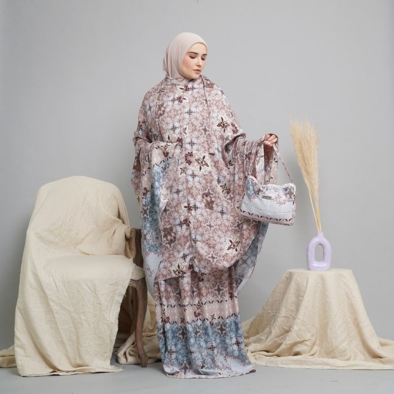 TERLARIS  Mukena 2in1 Motif Bunga Dewasa Jumbo Original by lakeya x zianisa Cantik , Adem Banget , K