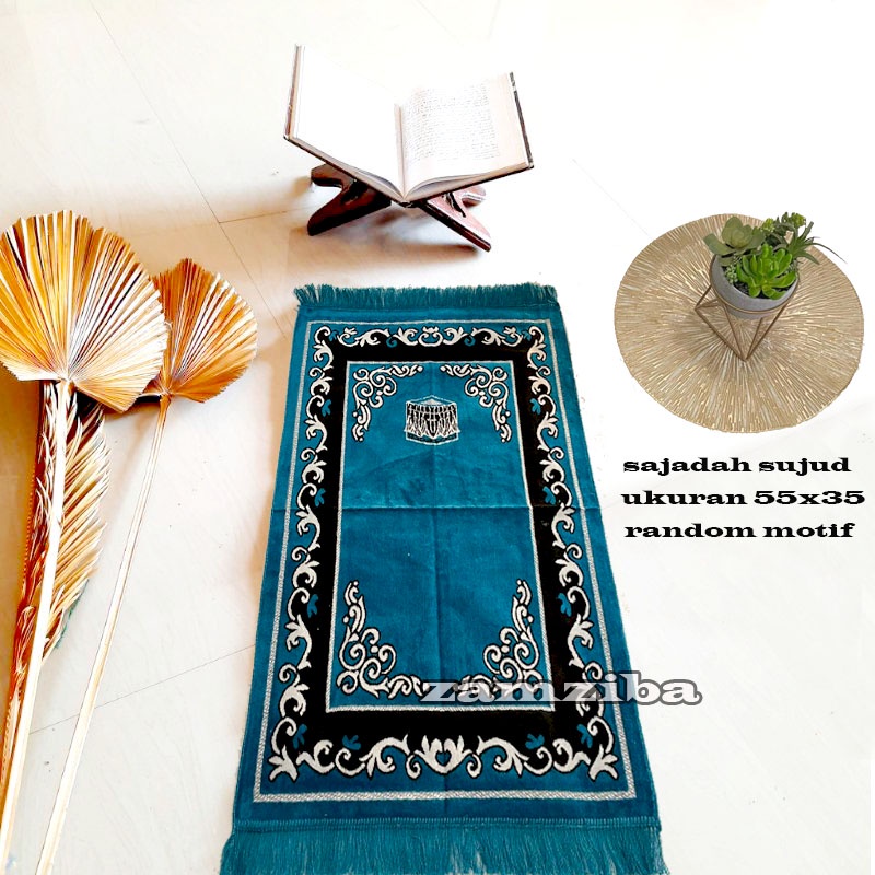 Sajadah Traveling - Sajadah Sujud Ukuran 35x60 cm Bahan Beludru Timbul Perlengkapan Sholat Sejadah Anak Zamziba