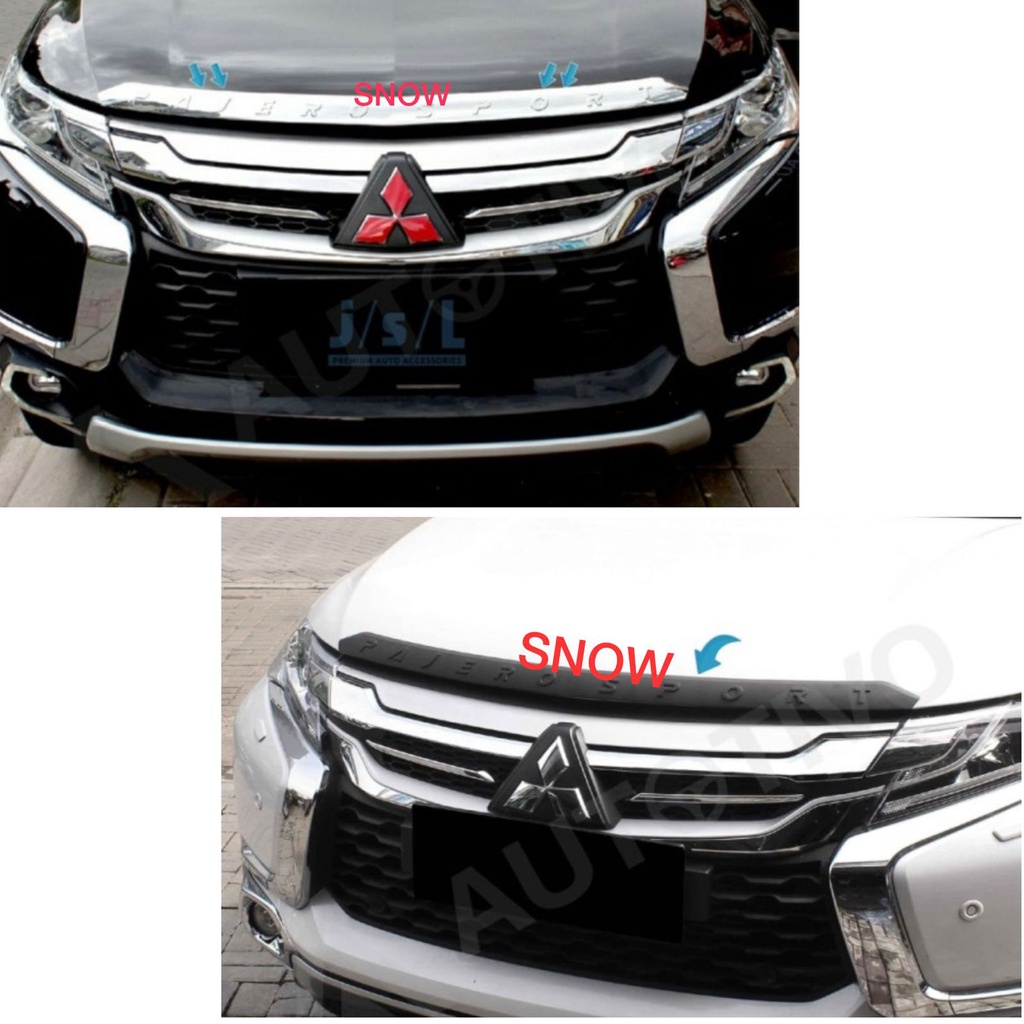 List Kap Mesin All New Pajero Sport 2016 2018 Hood Molding Emboss Hitam Chrome