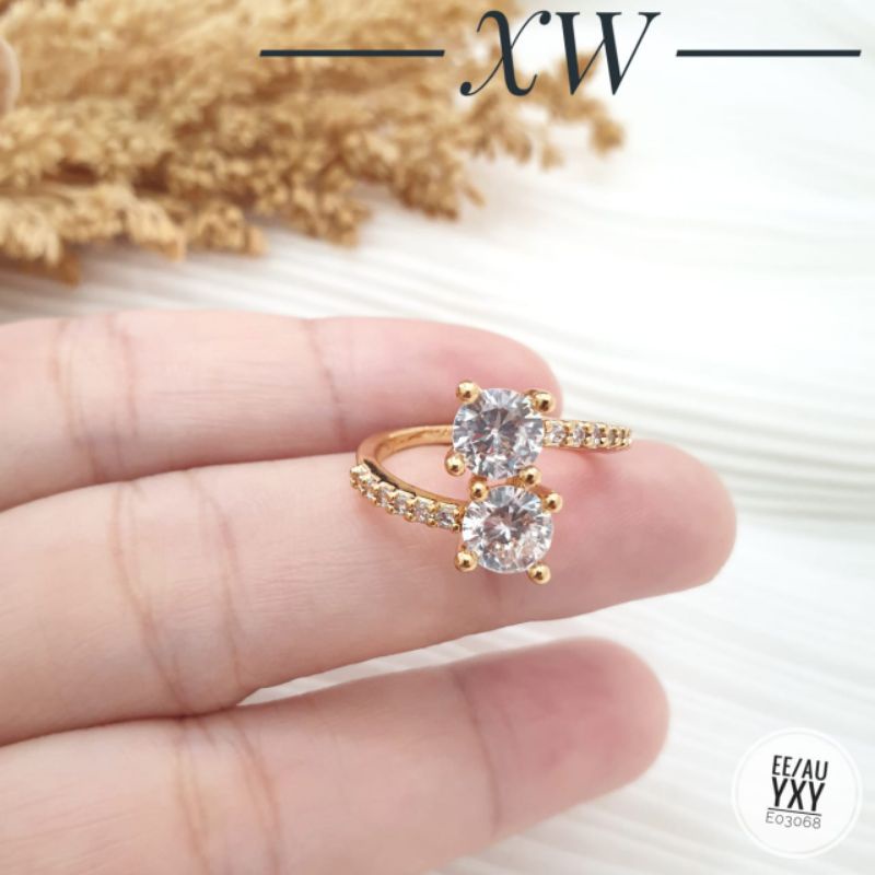 Cincin Yaxiya Zircon double Gold C03068