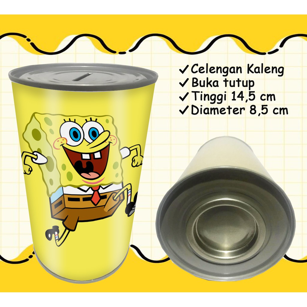 Celengan Kaleng Karakter Spongbob / Celengan Spongebob / Celengan Anak Kartun Spongebob MURAH UNIK-Spongebob - 01