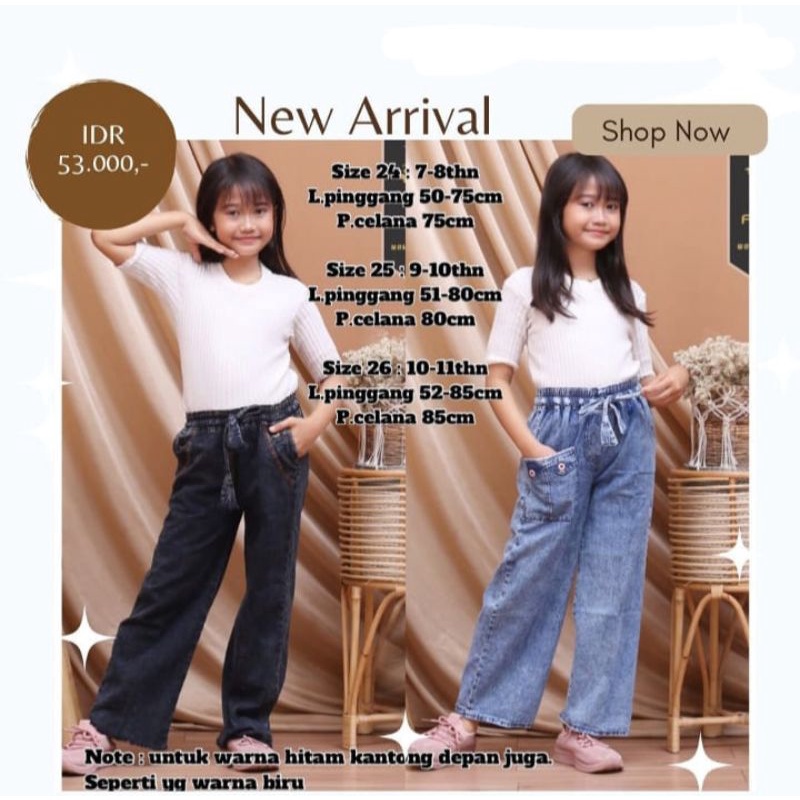 CELANA KULOT ANAK CEWEK BAHAN JEANS WASHED