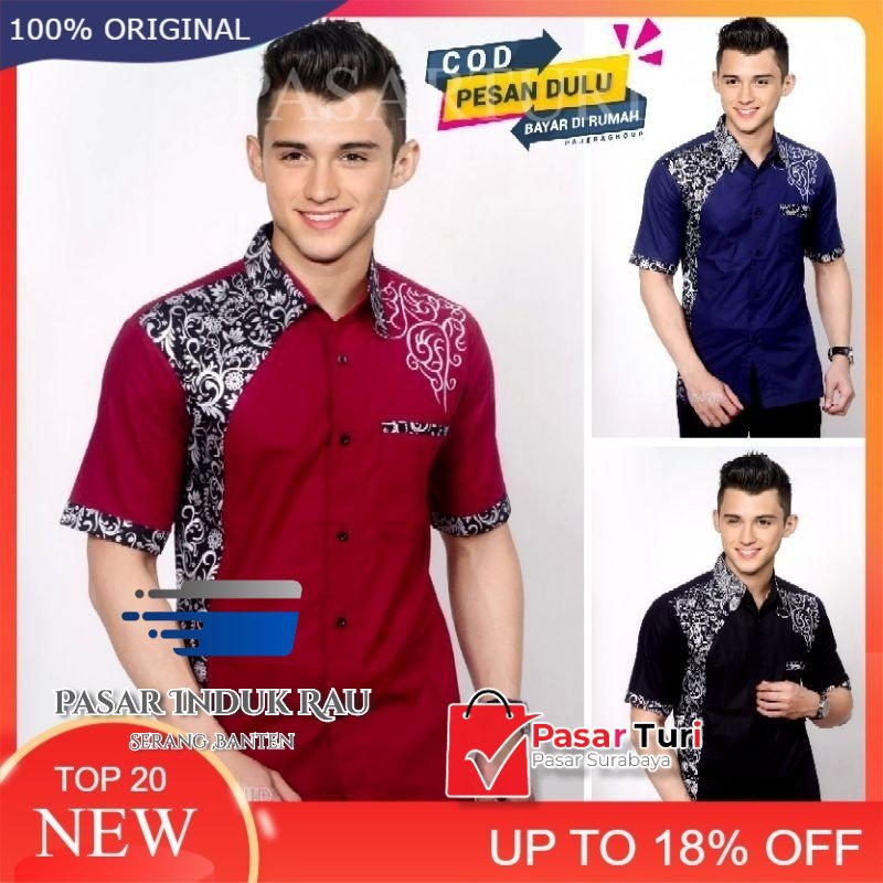 [ANSBATIK] KEMEJA BATIK PRIA LENGAN PENDEK KOMBINASI BORDIL DAN BATIK PRADA NEW ARRIVAL 234TK